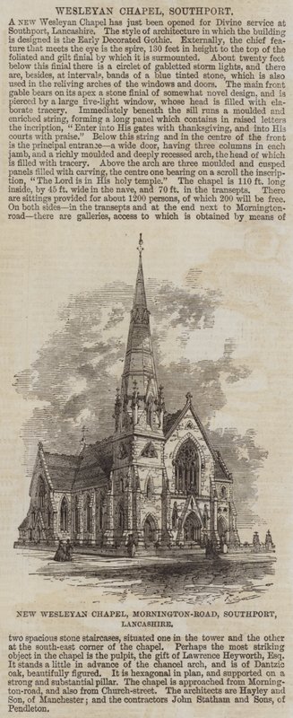 New Wesleyan Chapel, Mornington-Road, Southport, Lancashire by English School