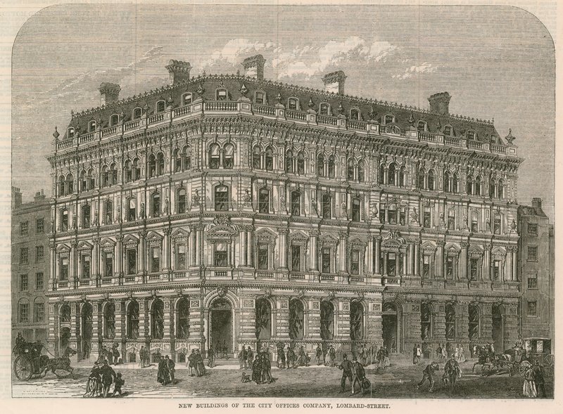 New buildings of the City Offices Company, Lombard Street, London by English School