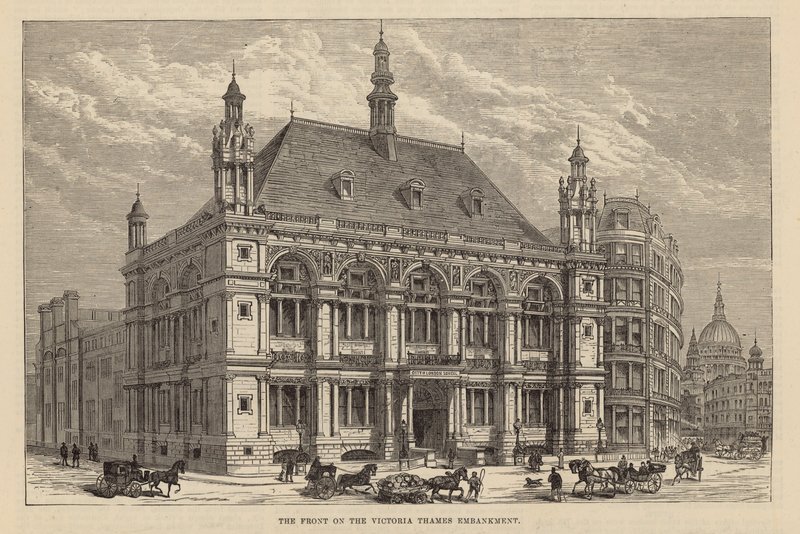 New Buildings of the City of London School: The Front on the Victoria Thames Embankment by English School