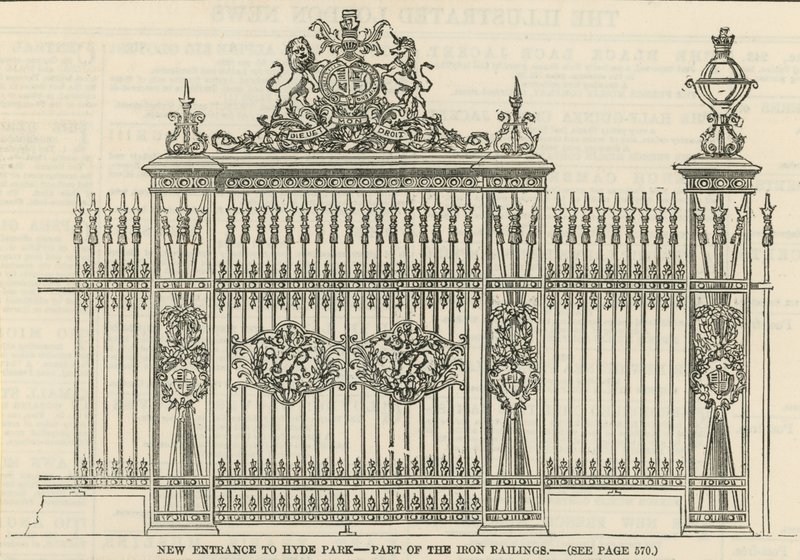 New Entrance to Hyde Park - Part of the Iron Railings by English School