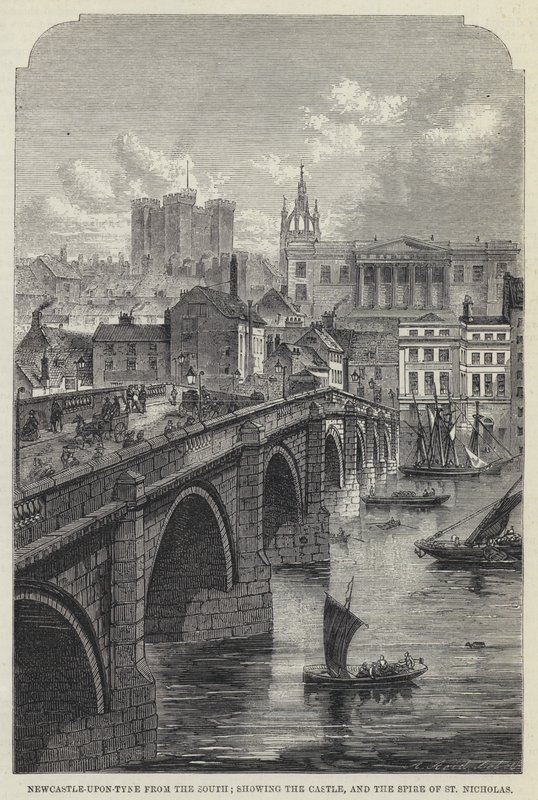 Newcastle-upon-Tyne from the South, showing the Castle, and the Spire of St Nicholas by English School