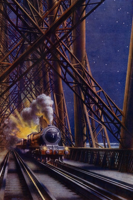 Night Train Crossing the Forth Bridge, Scotland by English School