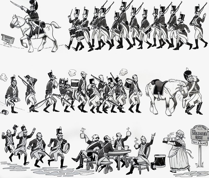 Nursery rhyme illustration: Grand Old Duke of York by English School