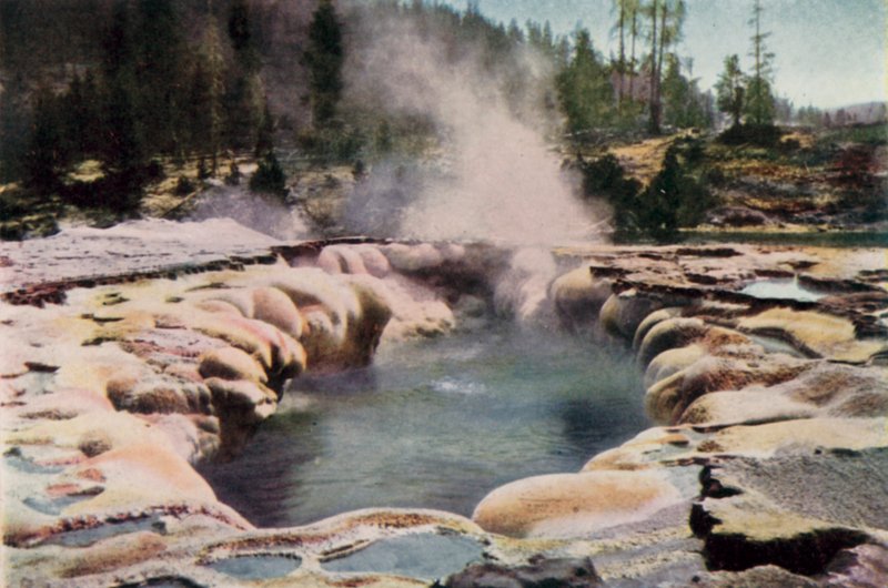 Oblong Geyser, Yellowstone Park by English School