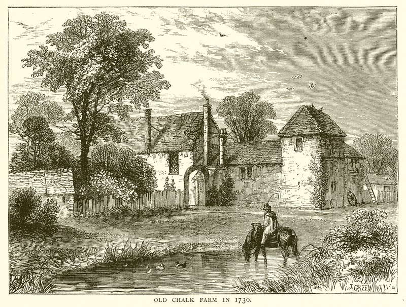 Old Chalk Farm in 1730 by English School