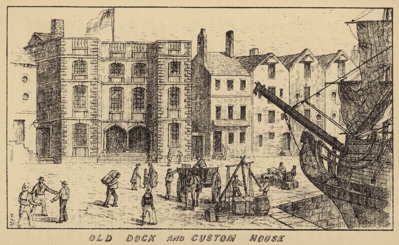 Old Dock and Custom House by English School