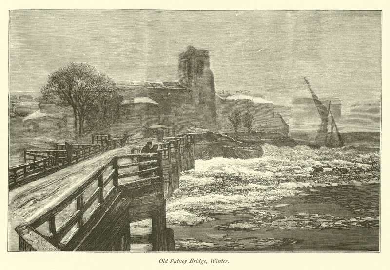 Old Putney Bridge, Winter by English School