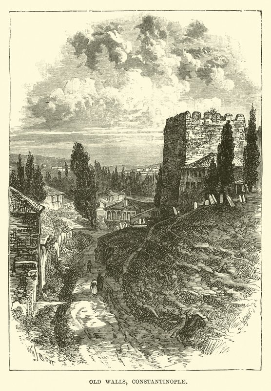 Old Walls, Constantinople by English School