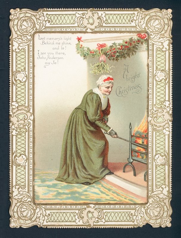 Old woman stoking the fire by English School