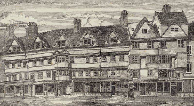 Old Houses at Holborn Bars, London by English School