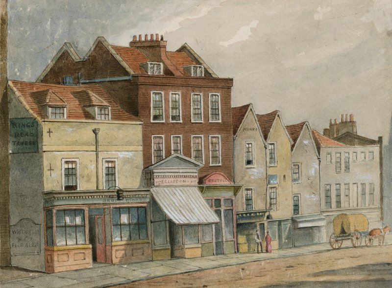 Old houses in Upper Street, Islington, opposite Church by English School