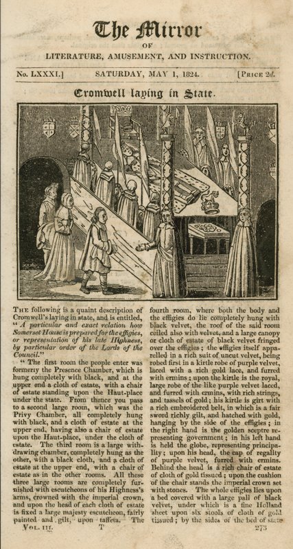 Oliver Cromwell laying in state by English School