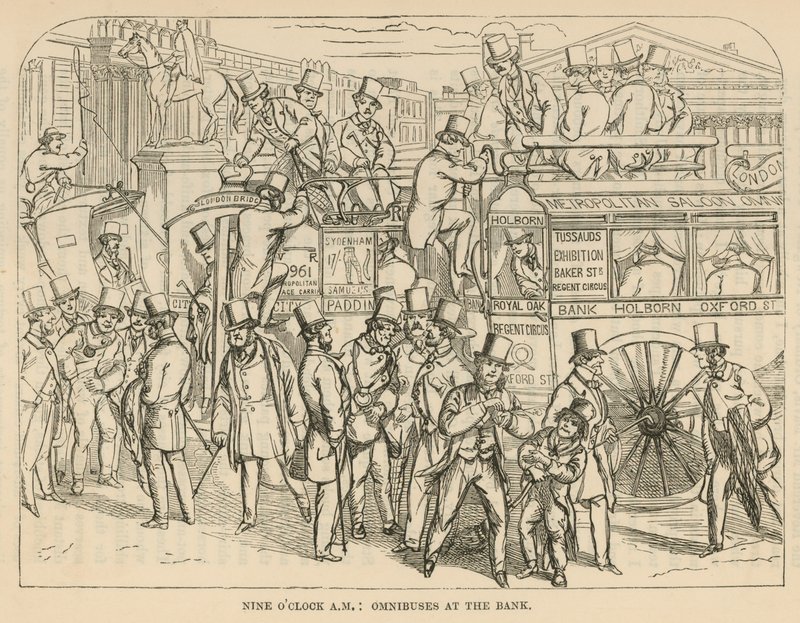 Omnibuses at the Bank, London by English School