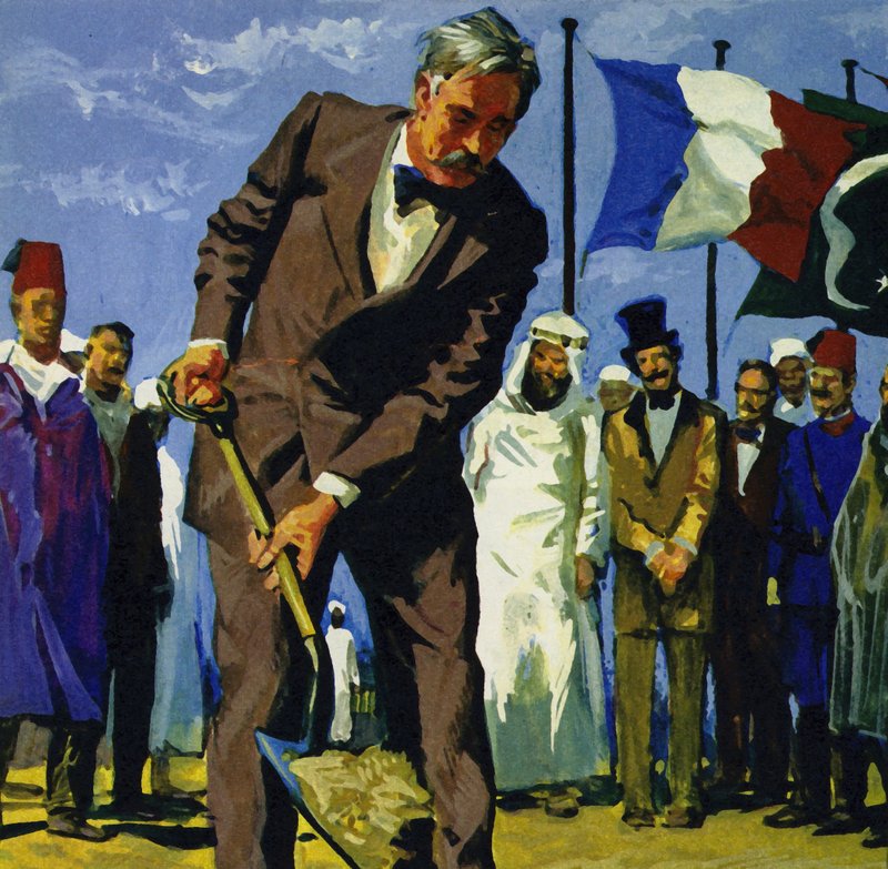 On 25 April 1859, de Lesseps overturned the first spadeful of dirt of the Suez Canal by English School