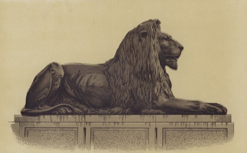 One of the Lion Statues from Trafalgar Square, London by English School