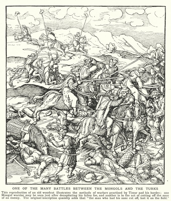 One of the many battles between the Mongols and the Turks by English School