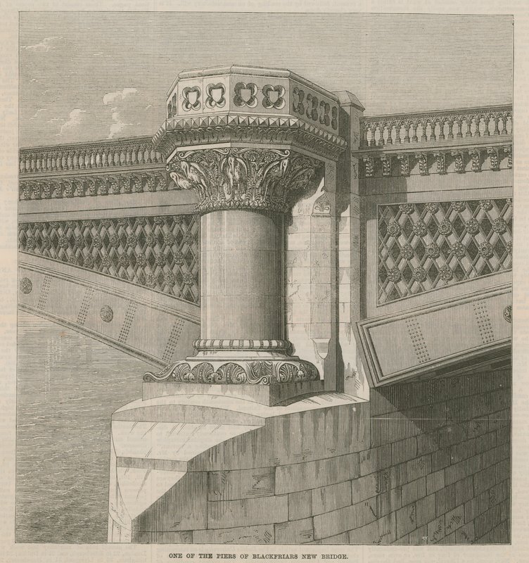 One of the Piers of Blackfriars New Bridge by English School