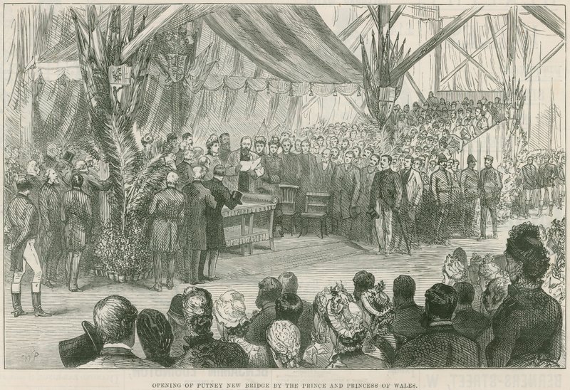 Opening of the new bridge over the River Thames at Putney by the Prince and Princess of Wales by English School