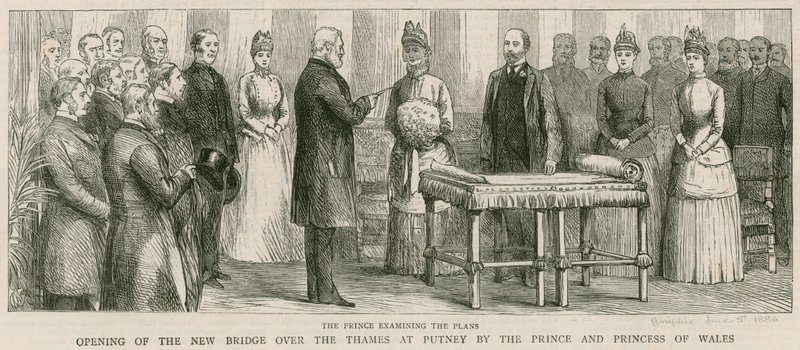 Opening of the new bridge over the River Thames at Putney by the Prince and Princess of Wales by English School