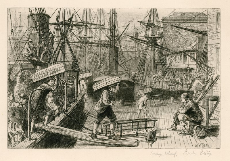 Orange Wharf, London Bridge by English School
