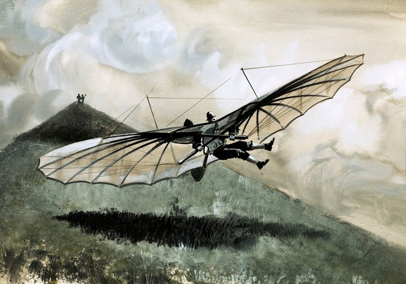 Otto Lillenthal made over 1,000 flights in his primitive glider by English School