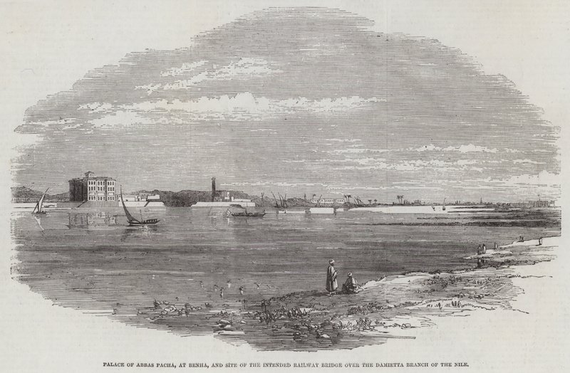 Palace of Abbas Pacha, at Benha, and Site of Intended Railway Bridge over the Damietta Branch of the Nile by English School