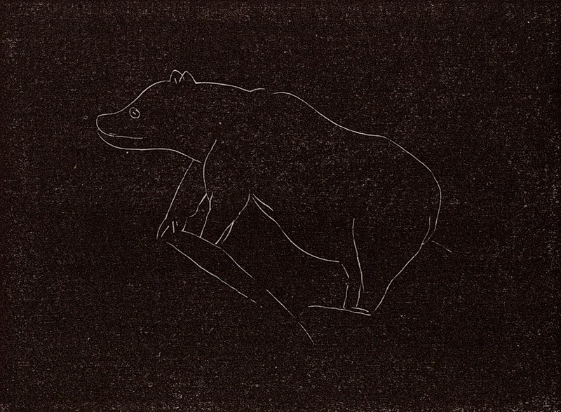 Palaeolithic etching of a cave bear by English School