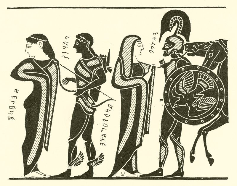 Paris, Helen, Hector, and Andromache by English School