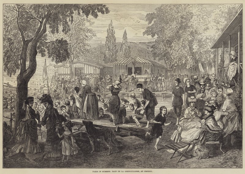 Paris in Summer, Bain de la Grenouillere, at Croissy by English School