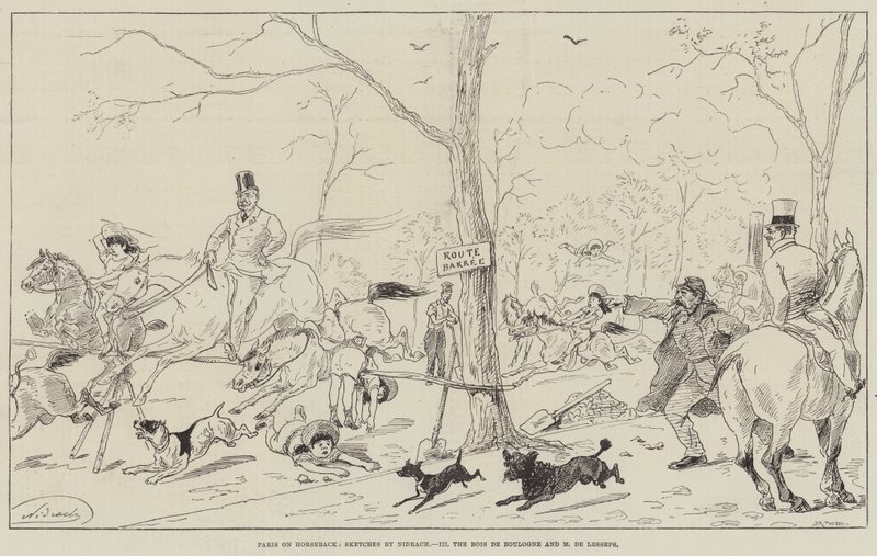 Paris on Horseback, the Bois de Boulogne and M de Lesseps by English School