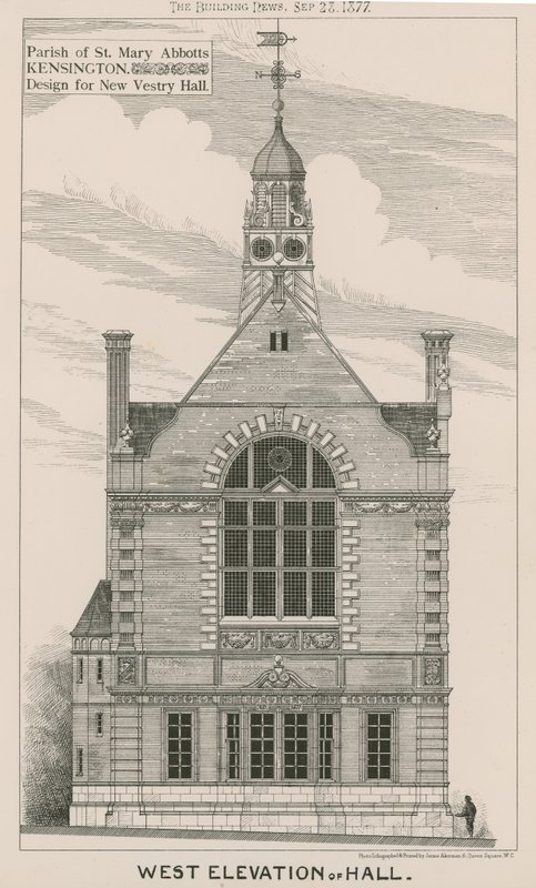 Parish of St Mary Abbotts, Kensington, design for new Vestry Hall by English School