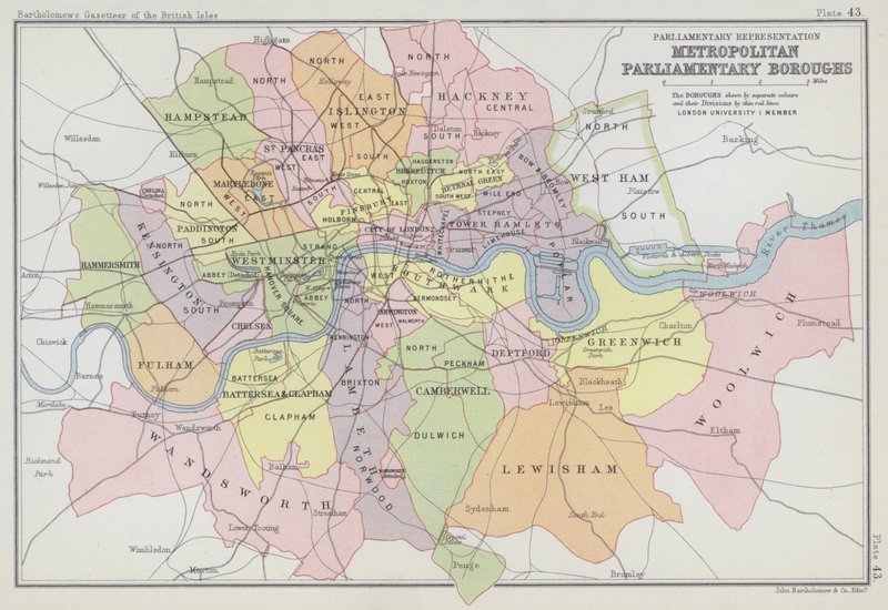 Parliamentary representation, Metropolitan parliamentary boroughs by English School