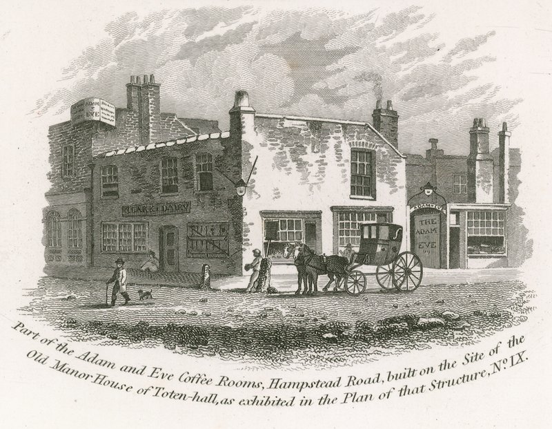 Part of the Adam and Eve Coffee Rooms, Hampstead Road by English School