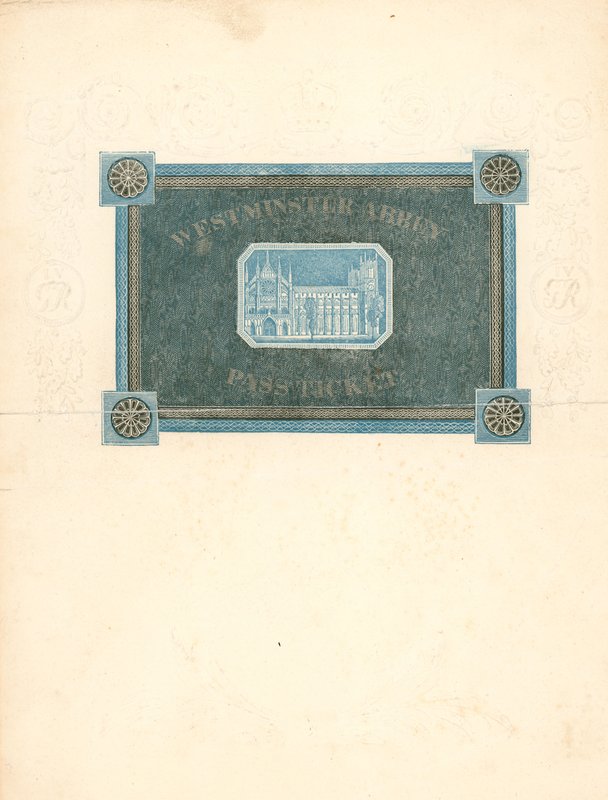 Pass Ticket for Westminster Abbey for the Coronation of King George IV, 17 July 1821 by English School