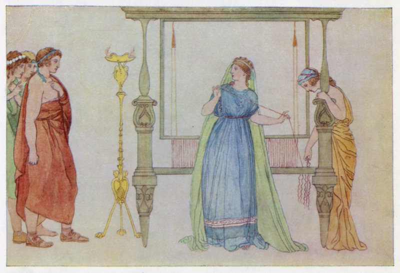 Penelope surprised by the Suitors by English School