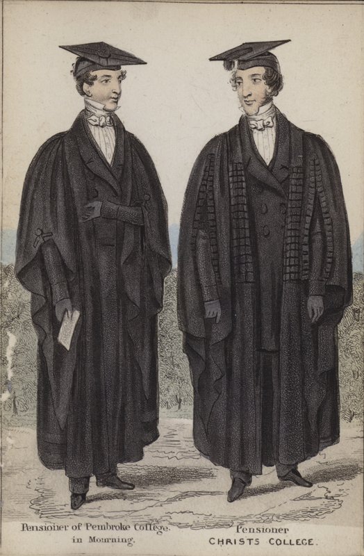 Pensioner of Pembroke College in mourning, Pensioner, Christs College by English School