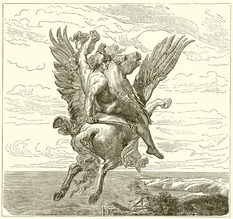 Perseus on the Winged Horse Pegasus, with Medusa