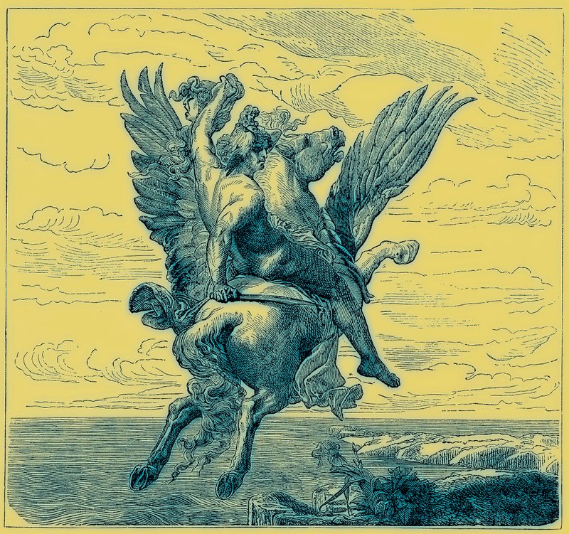 Perseus on the Winged Horse Pegasus, with Medusa