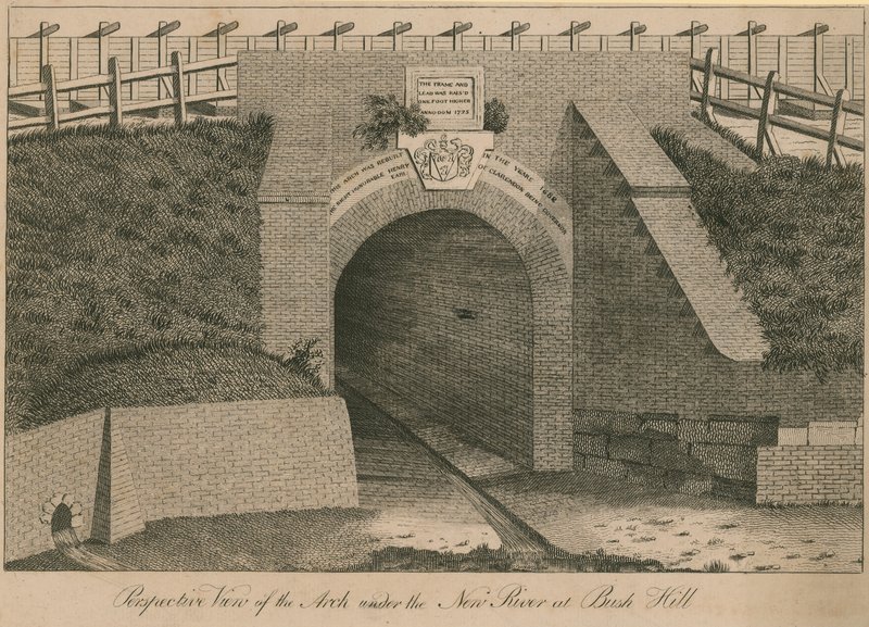 Perspective view of the arch under the New River at Bush Hill by English School