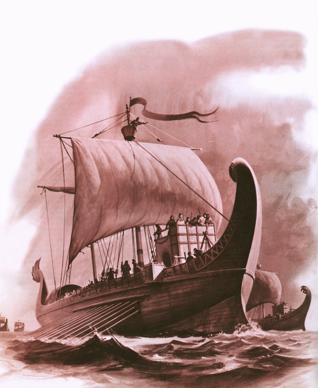 Phoenician fleet sailing down the west coast of Africa in about 500 BC by English School