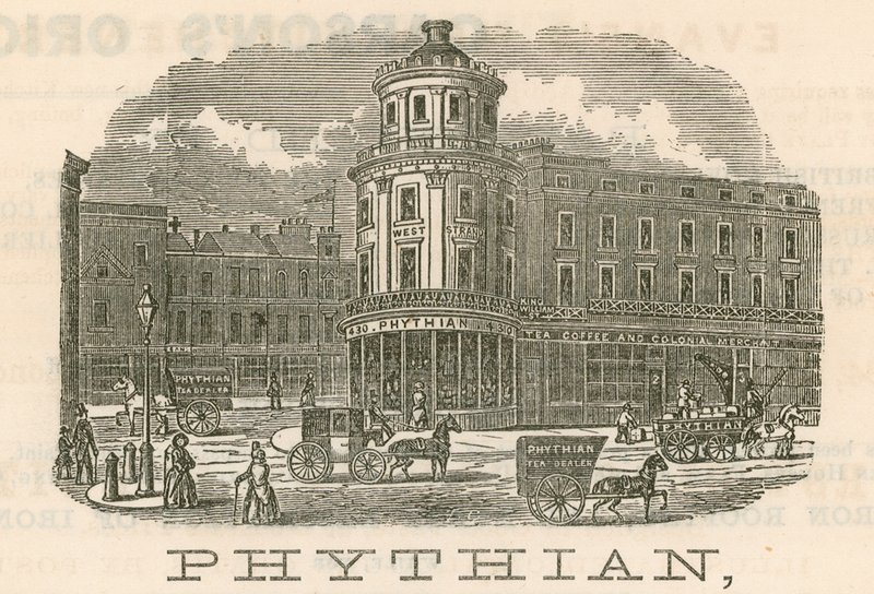Phythian, wholesale and family tea-dealer and foreign warehouseman, 430 West Strand and 1-3 King William Street, London by English School