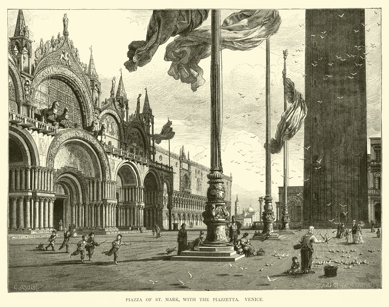 Piazza of St Mark, with the Piazzetta, Venice by English School