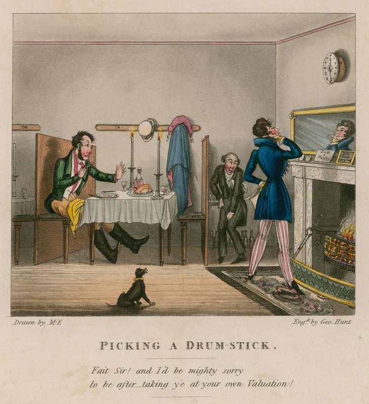 Picking a Drum-stick; Cartoon by English School