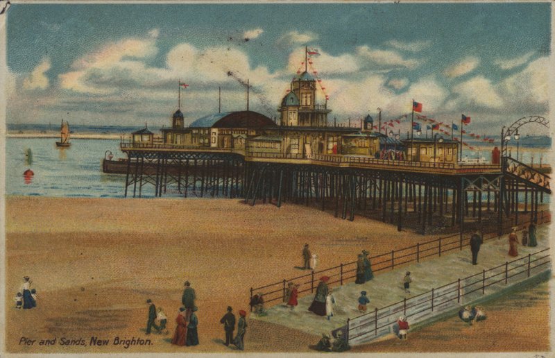 Pier and sands, New Brighton, Merseyside by English School