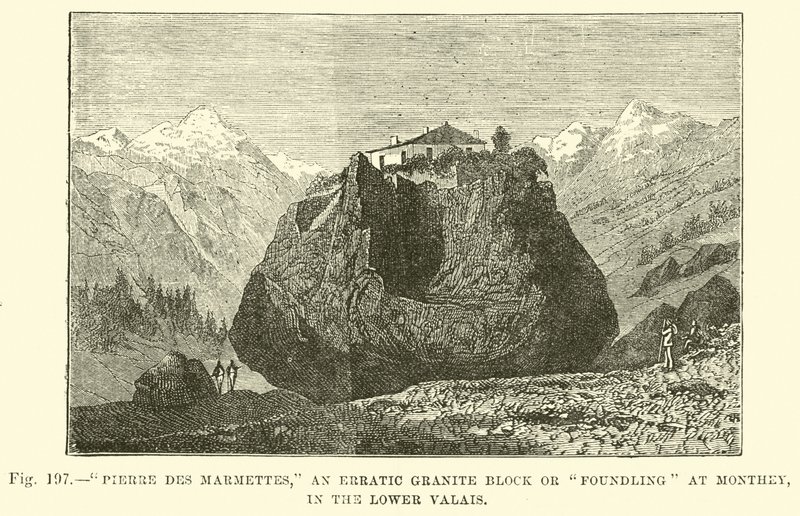 Pierre des Marmettes, an Erratic Granite Block at Monthey, in the Lower Valais by English School