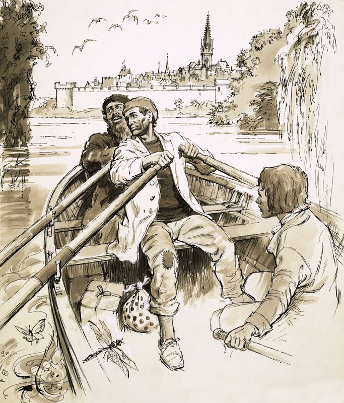 Pierre Steered the Boat into a Wide Stretch of the River by English School