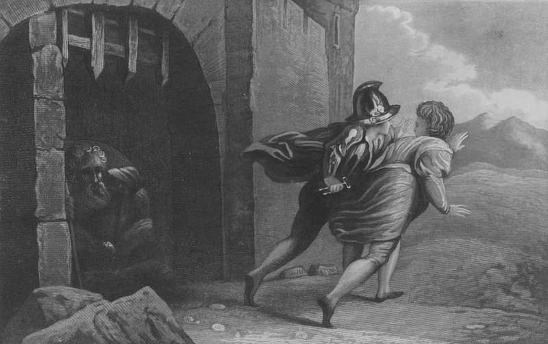 Pilgrims escaping from Doubting Castle by English School