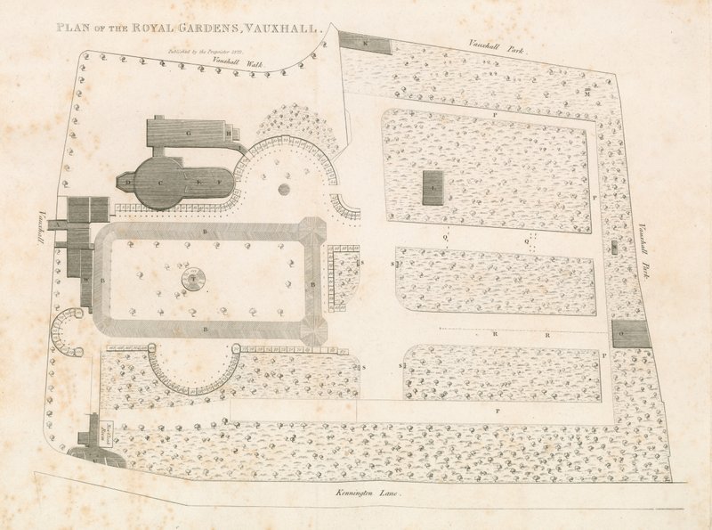 Plan of the Royal Gardens, Vauxhall, London by English School