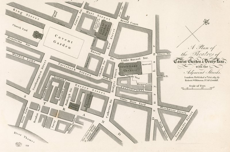 Plan of the theatres of Covent Garden, London by English School