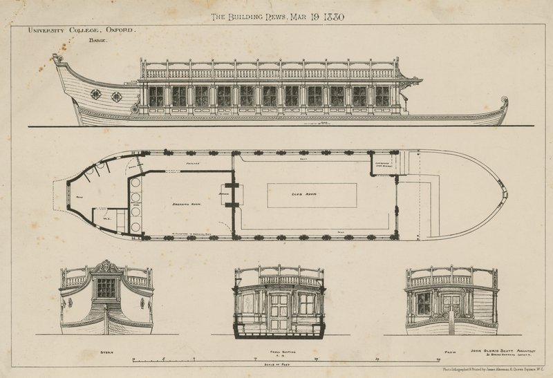 Plans of the University College Barge by English School